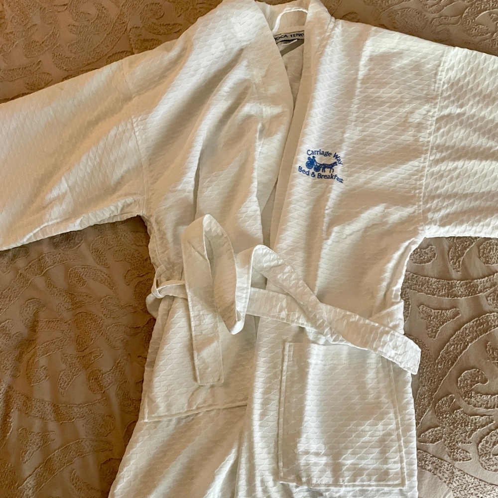White Textured Bathrobe